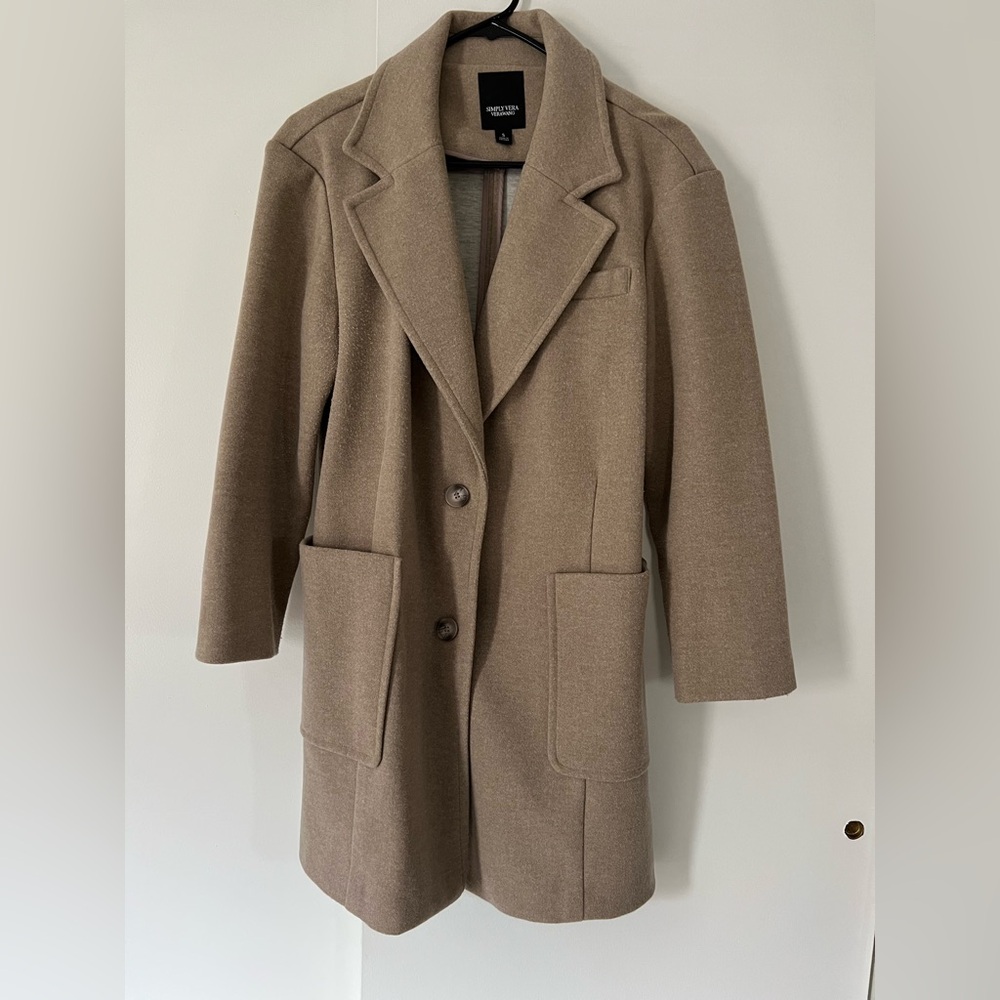 Simply Vera Vera Wang Taupe Trench-Style Wool Blend Coat